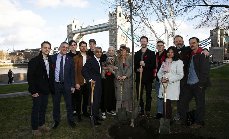 Tree planting with Mayor of London and The Inheritance cast
