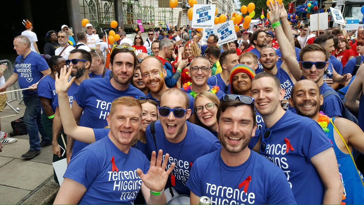 Terrence Higgins Trust group selfie in blue t-shirts