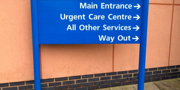 Sexual health clinic sign A blue sign pointing the way to a sexual health clinic