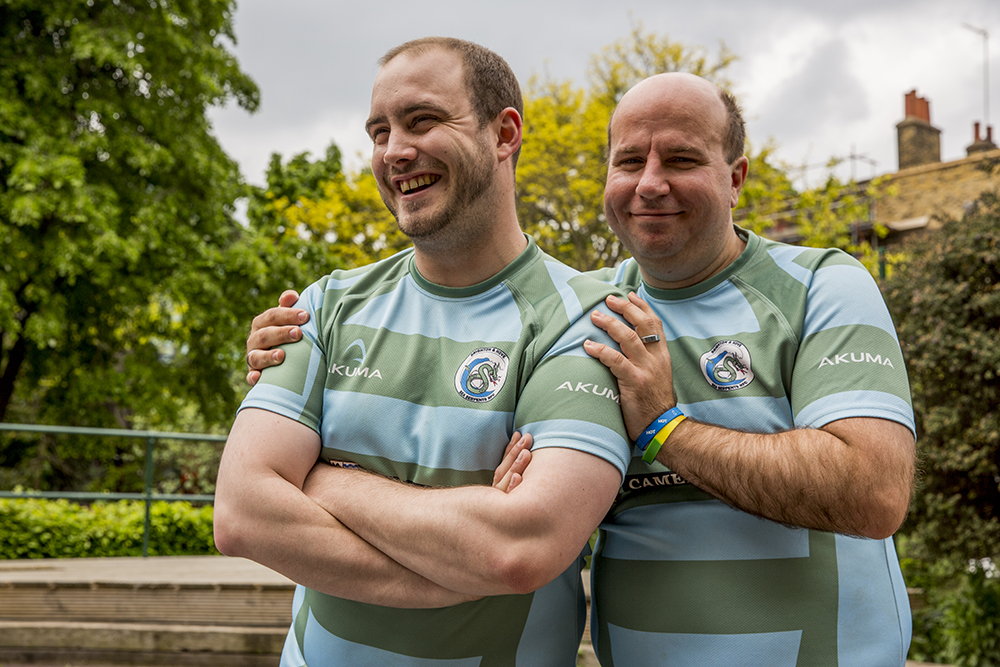 Alex and Damian in rugby kit