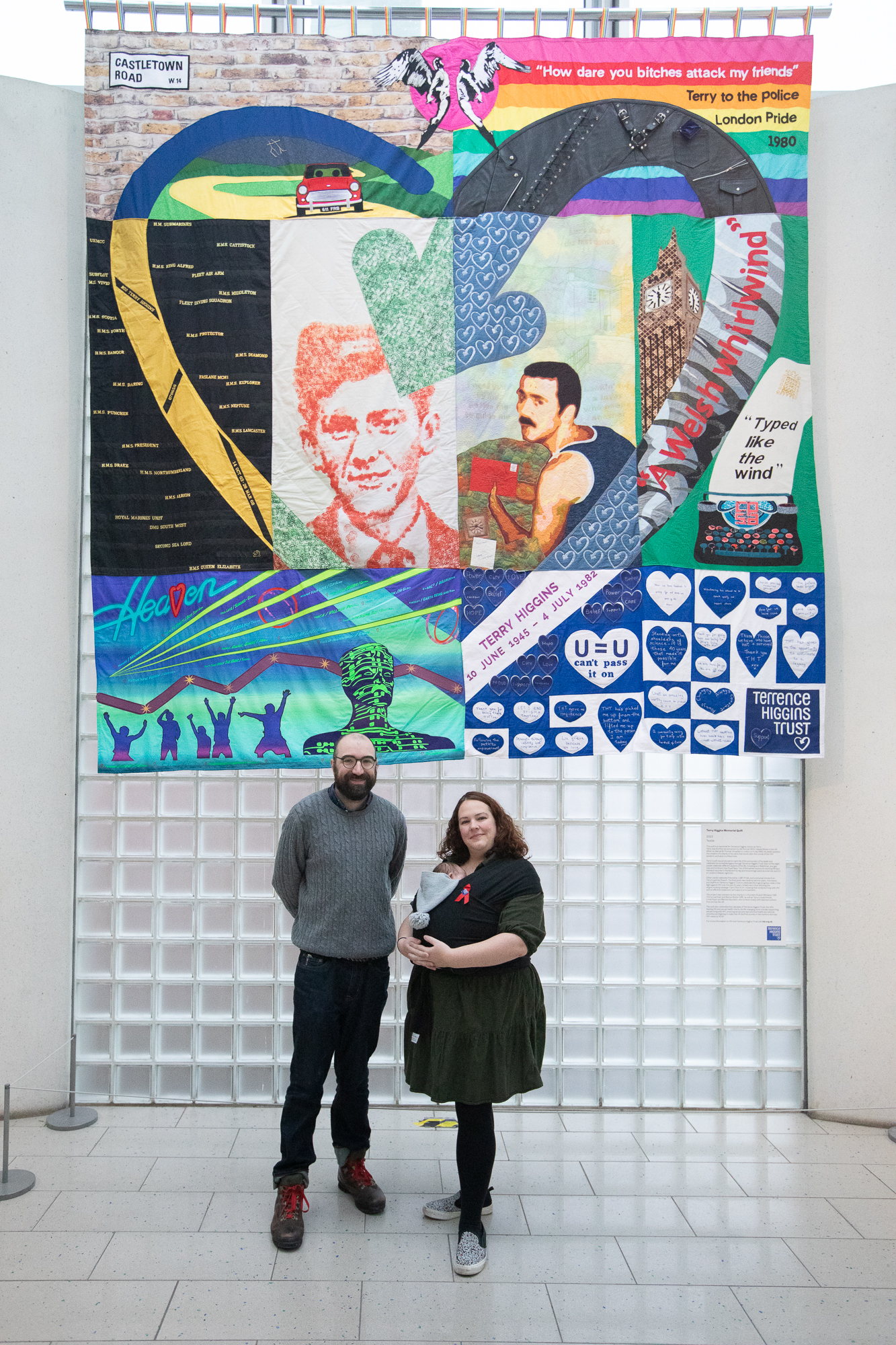 Ashley Gallant and Becky with Terry Higgins Memorial Quilt at Millennium Gallery, Image © Andy Brown