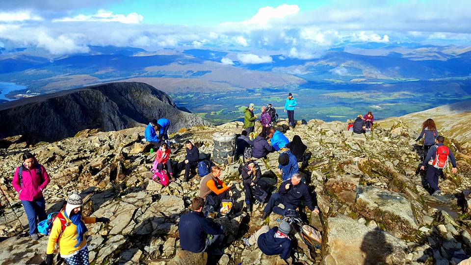 People at Ben Nevis Trek summit People at Ben Nevis Trek summit - Global Adventure Challenges
