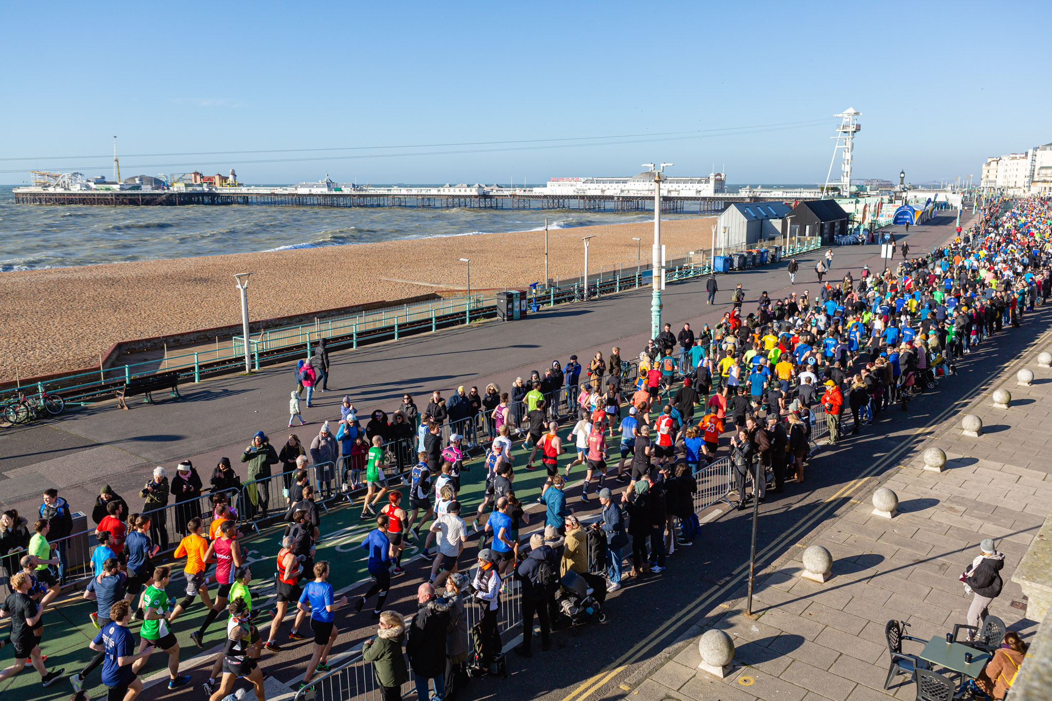 Brighton Half Marathon runners on seafront