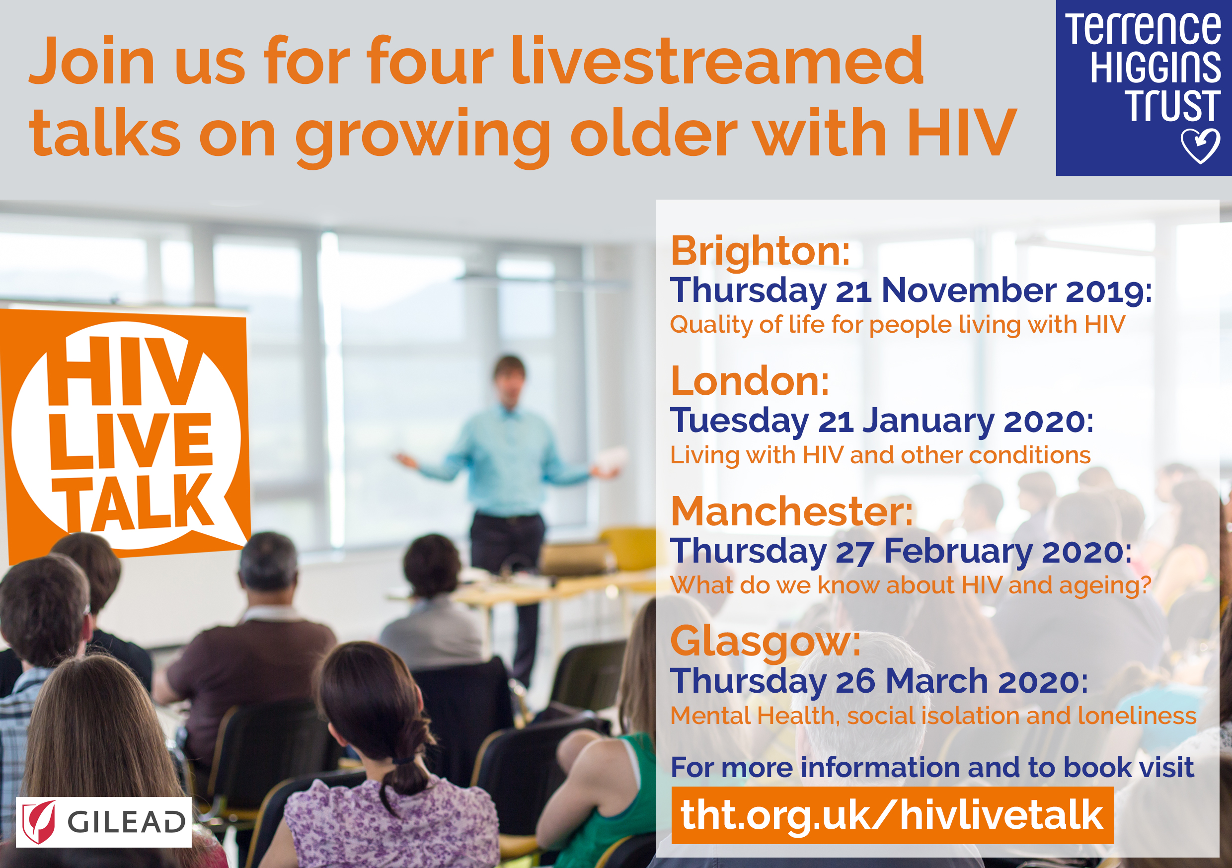 HIV LiveTalk flier with event dates listed in main page