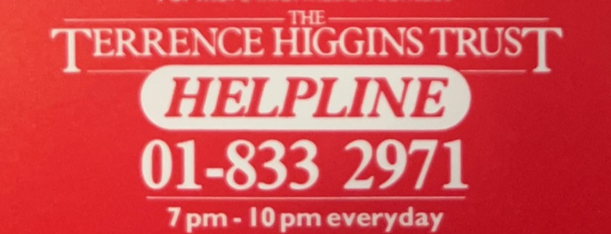 An image of the old THT helpline logo. It features the name of the helpline in white text over a red background.