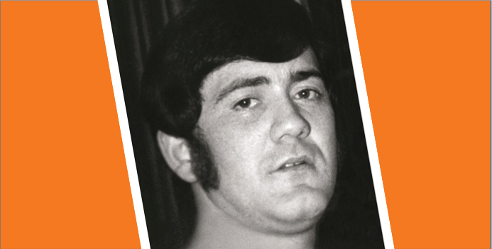 Terry Higgins photograph on an orange background
