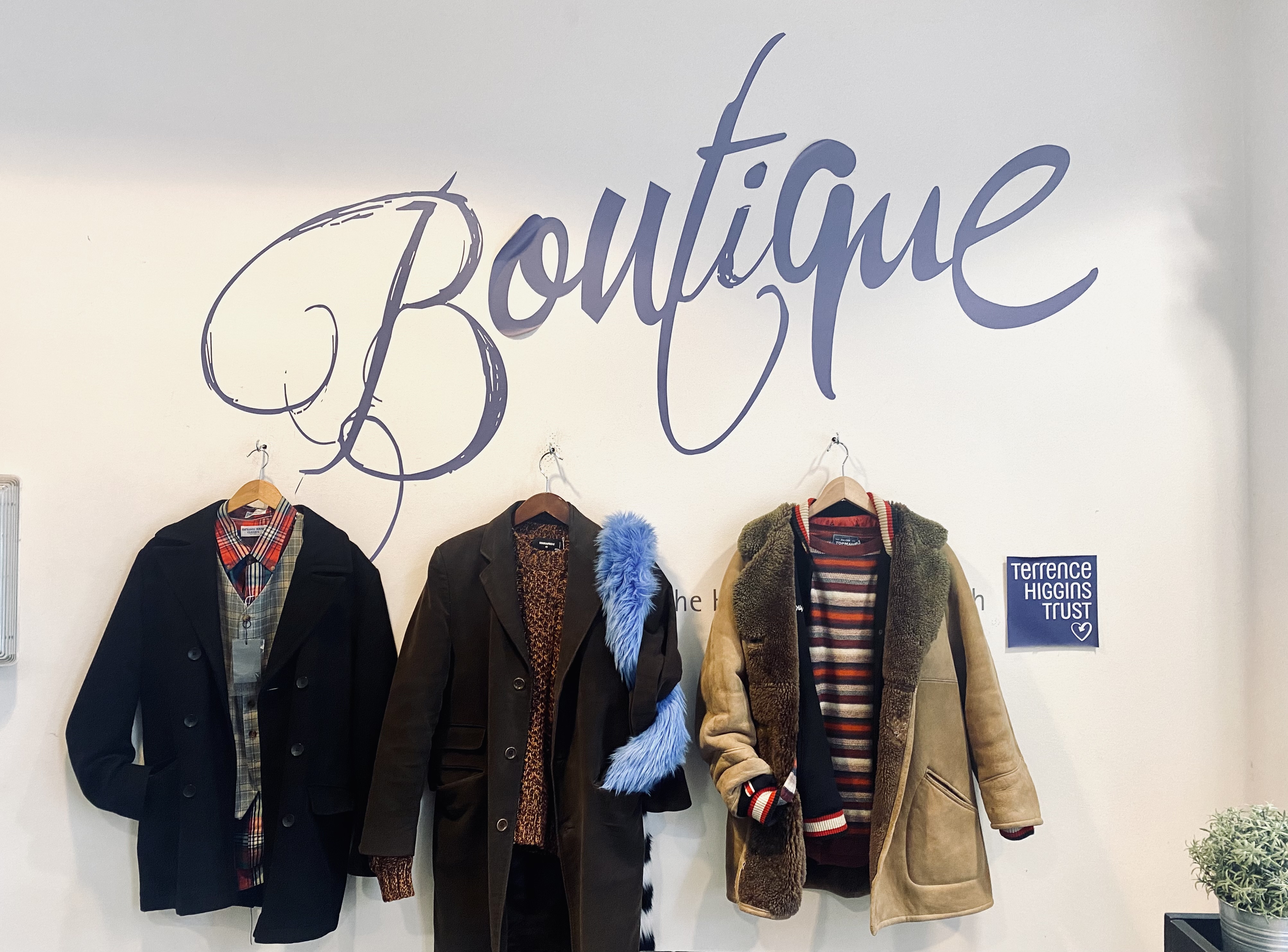 Boutique Pimlico shop coats on hangers