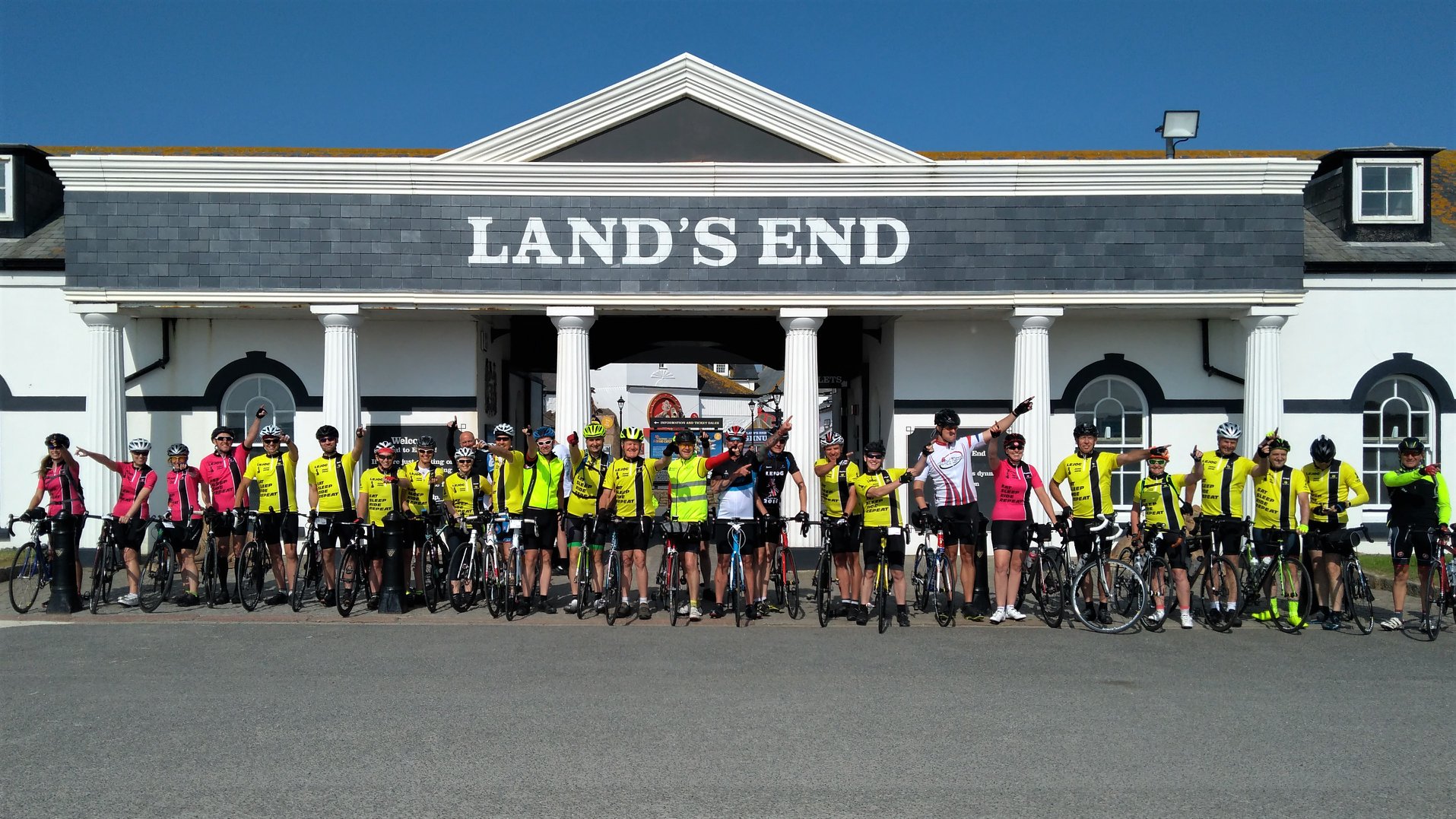 Land's End to John O Groats cycle - cyclists in a line