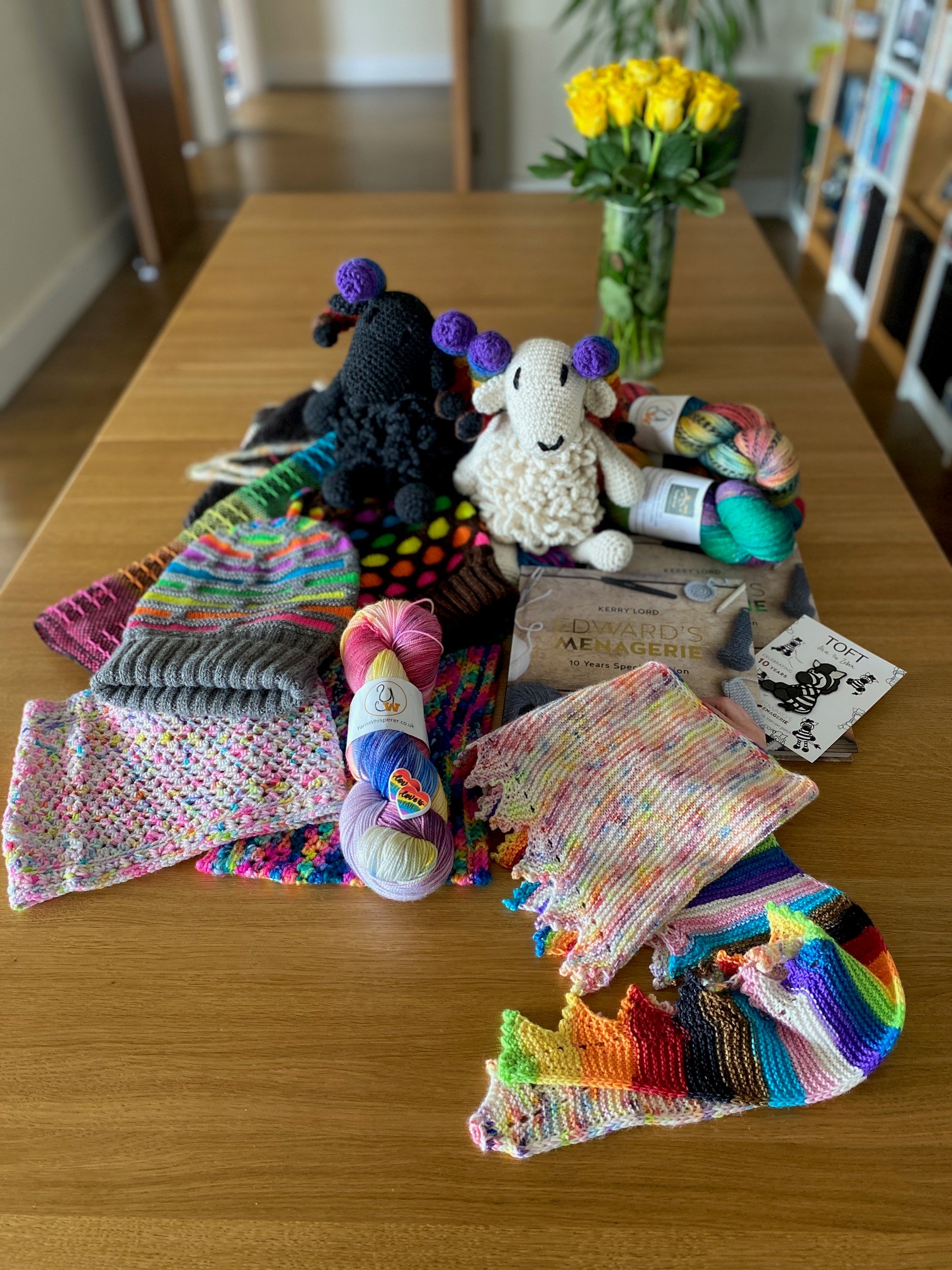 A collection of knitted materials.