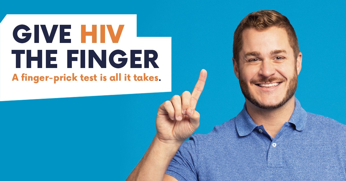 Give HIV the Finger banner for National HIV Testing Week 2022 Give HIV the Finger banner for National HIV Testing Week 2022