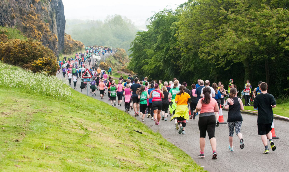 Edinburgh Marathon Festival runners along rural path