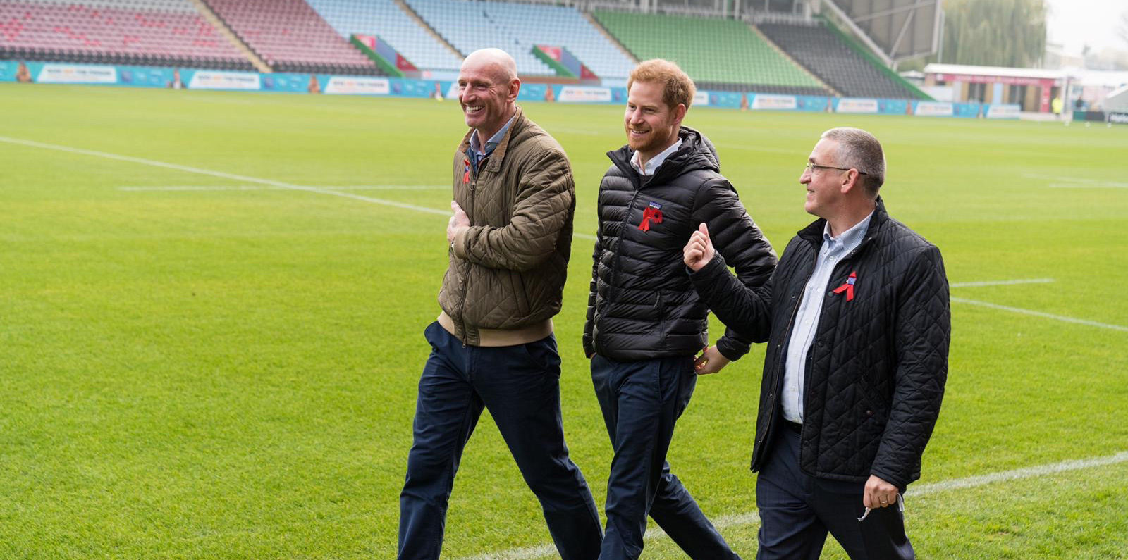 Gareth Thomas, Duke of Sussex & Ian Green walking at Twickenham