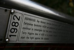 Plaque illustrating the 1982 start date of Terrence Higgins Trust