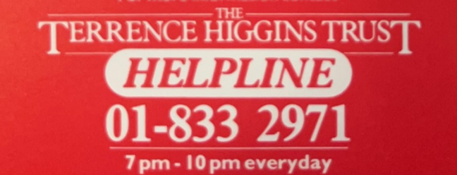 Terrence Higgins Trust helpline information leaftet c. 1986