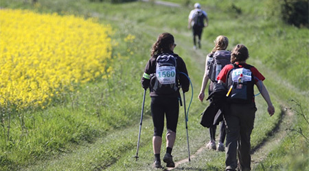 Isle of Wight challenge walkers from back Isle of Wight challenge walkers from back