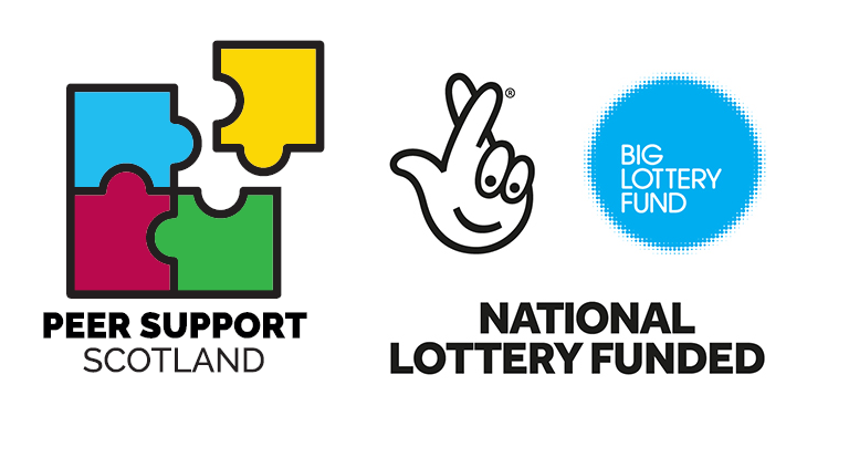 Peer Support Scotland and National Lottery Fund logos Peer Support Scotland and National Lottery Fund logos