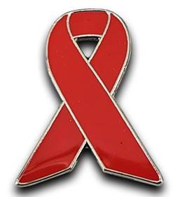 Red ribbon pin badge