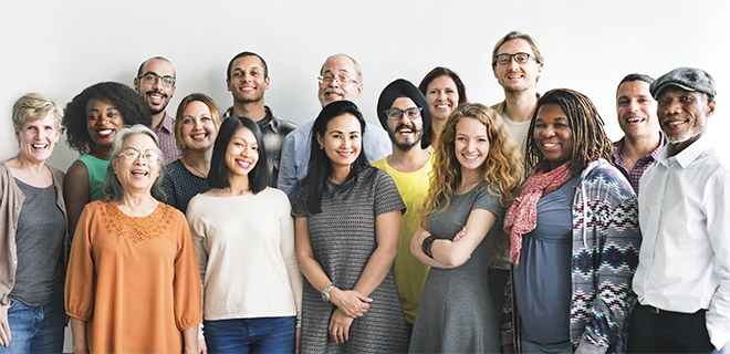 Positive Voices, large group of smiling people Positive Voices, large group of smiling people