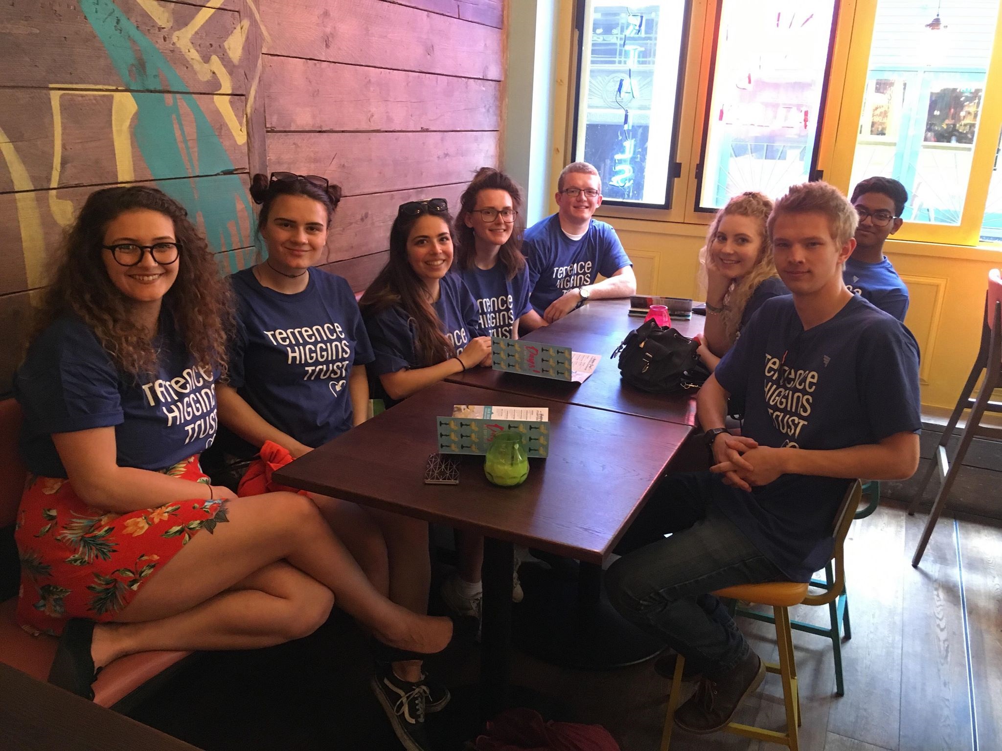Students wearing Terrence Higgins Trust t-shirts