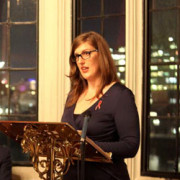 Lizzie Jordan speaking at a Terrence Higgins Trust event in Parliament