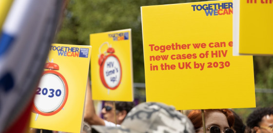 Placards with 2030 messaging Placards with 2030 messaging