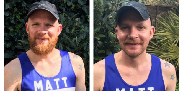 Big Shave Challenge, Matt before and after shaving Big Shave Challenge, Matt before and after shaving
