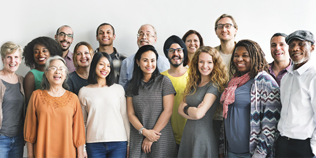 Positive Voices, large group of smiling people Positive Voices, large group of smiling people