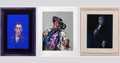 3 pictures in frames by artist Maggie Hambling