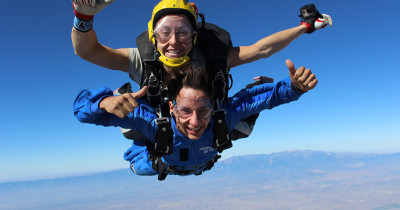 Two people skydiving Two people skydiving