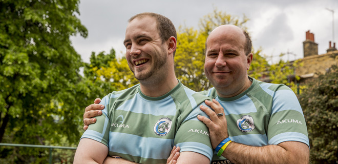 Alex and Damian in rugby kit Alex and Damian in rugby kit