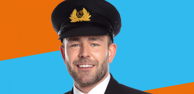 James in pilot's uniform