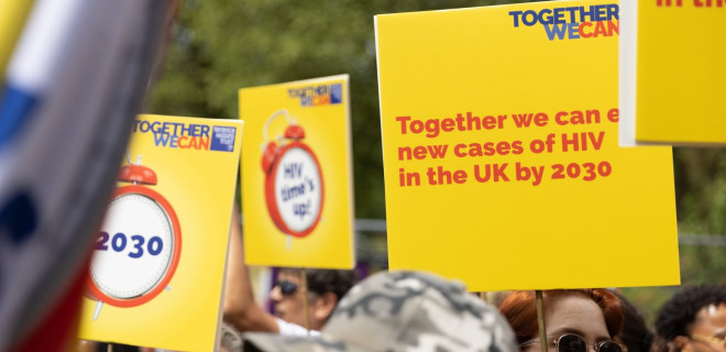Placards with 2030 messaging