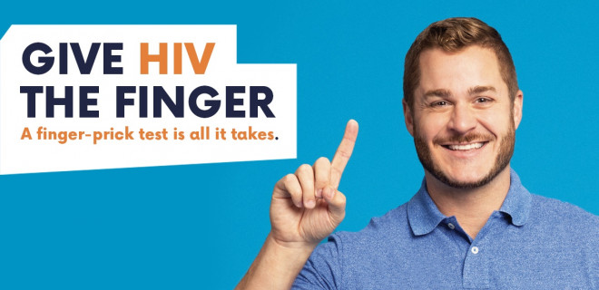 Give HIV the Finger banner for National HIV Testing Week 2022