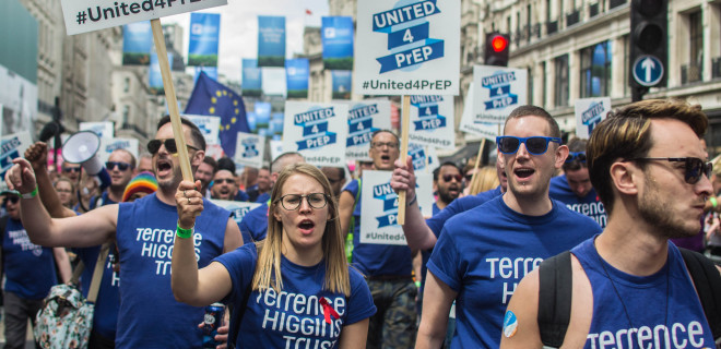 Pride marching with United 4 PrEP banners