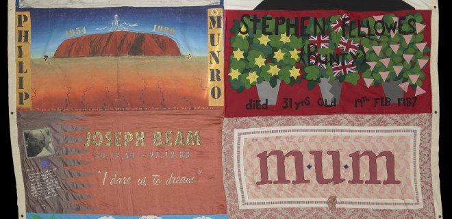 UK AIDS Memorial Quilt 14, with 8 panels joined together