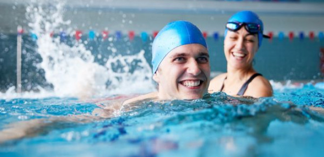 Swimmers splashing