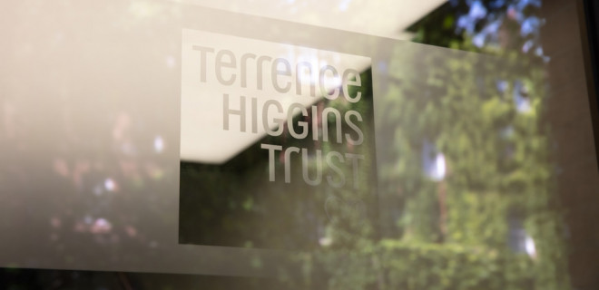 Terrence Higgins Trust silver logo photo from building window