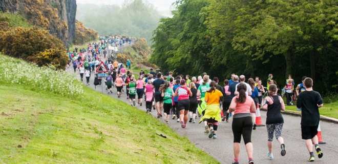 Edinburgh Marathon Festival runners along rural path