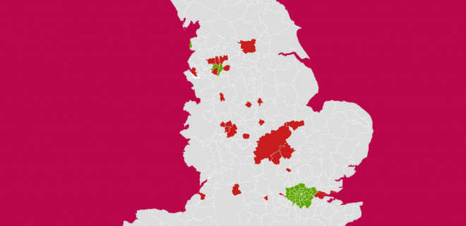 Opt-out testing distribution map of England