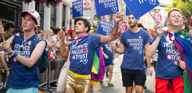 Pride 2018 marching with banners