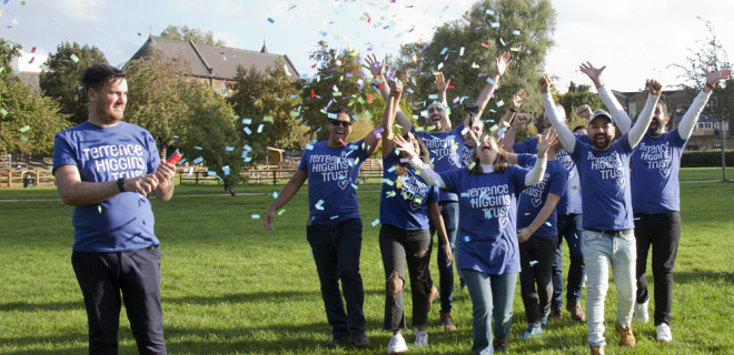 Terrence Higgins Trust celebrating in a park