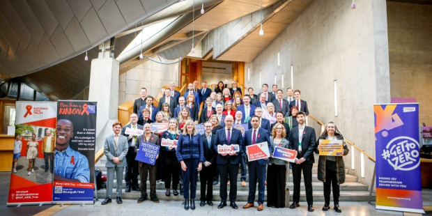 John Swinney MSP with other MSPs and Terrence Higgins Trust representatives.