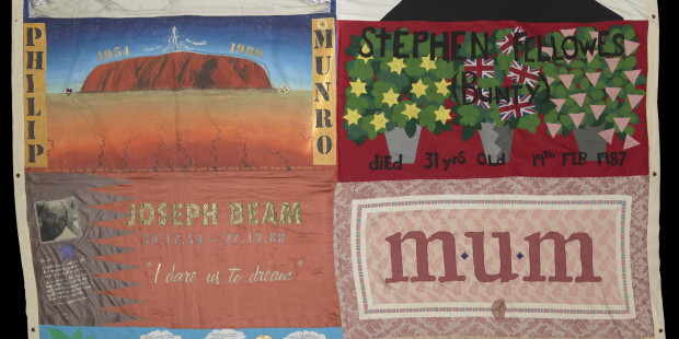 UK AIDS Memorial Quilt 14, with 8 panels joined together
